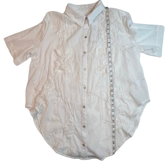 Kyla Seo Blouse Womens Small White Embroidered Sheer Cotton Fairy Cottage Tunic - Picture 3 of 12